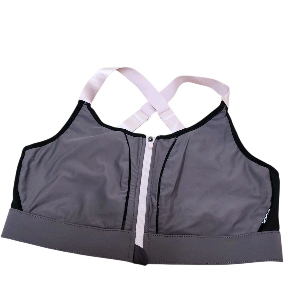 Fabletics Zoe High Impact Zip Up Sports Bra Shadow Lilac Pink Women's Size Small